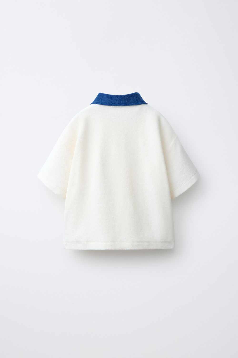 ZARA ФУТБОЛКА ПОЛО ИЗ МАХРОВОЙ ТКАНИ, СИНИЙ