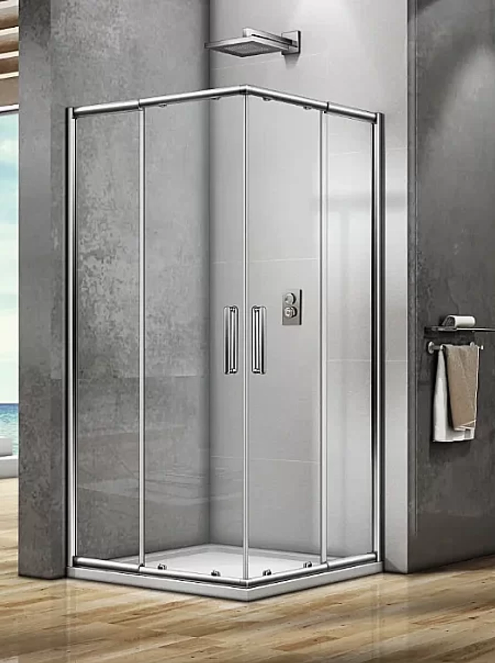 Душевой уголок Good Door Spirit 100х100 СП00022 стекло прозрачное/профиль хром
