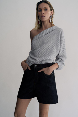 ZARA ТОП-РУБАШКА АСИММЕТРИЧНОГО КРОЯ В ПОЛОСКУ — ZW COLLECTION, ПОЛОСКИ