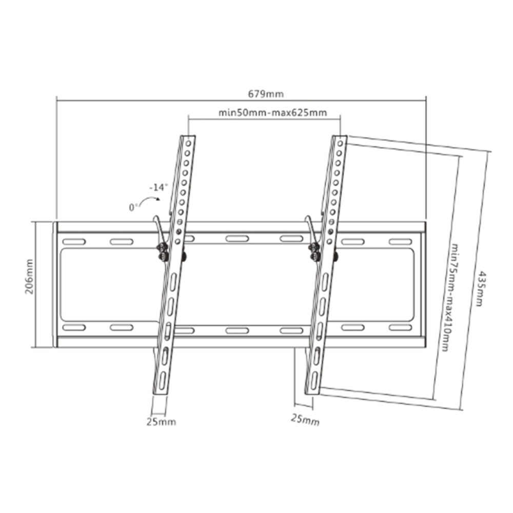 Кронштейн для телевизора наклонный Ultramounts ТЕЛЕХВАТОС 834