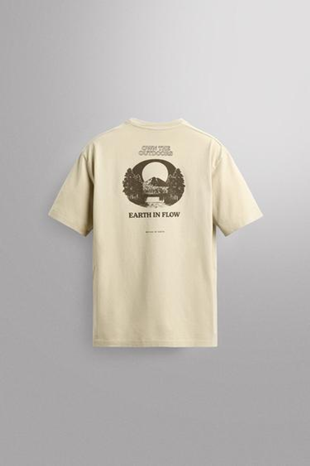 ZARA ФУТБОЛКА REGULAR FIT С ПРИНТОМ, ЖЕЛТОВАТО-БЕЛЫЙ
