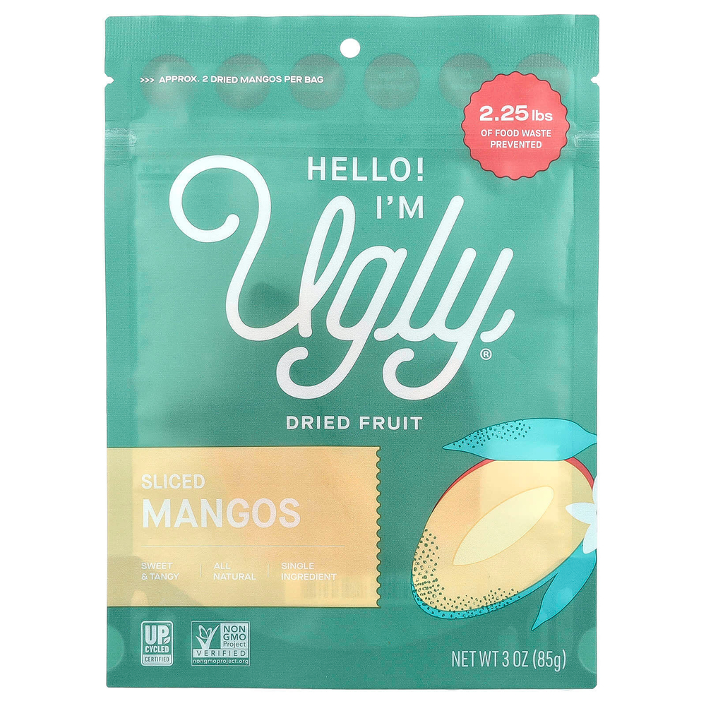 Hello! I'm Ugly, Сухофрукты, нарезанные ломтиками манго, 85 г (3 унции)