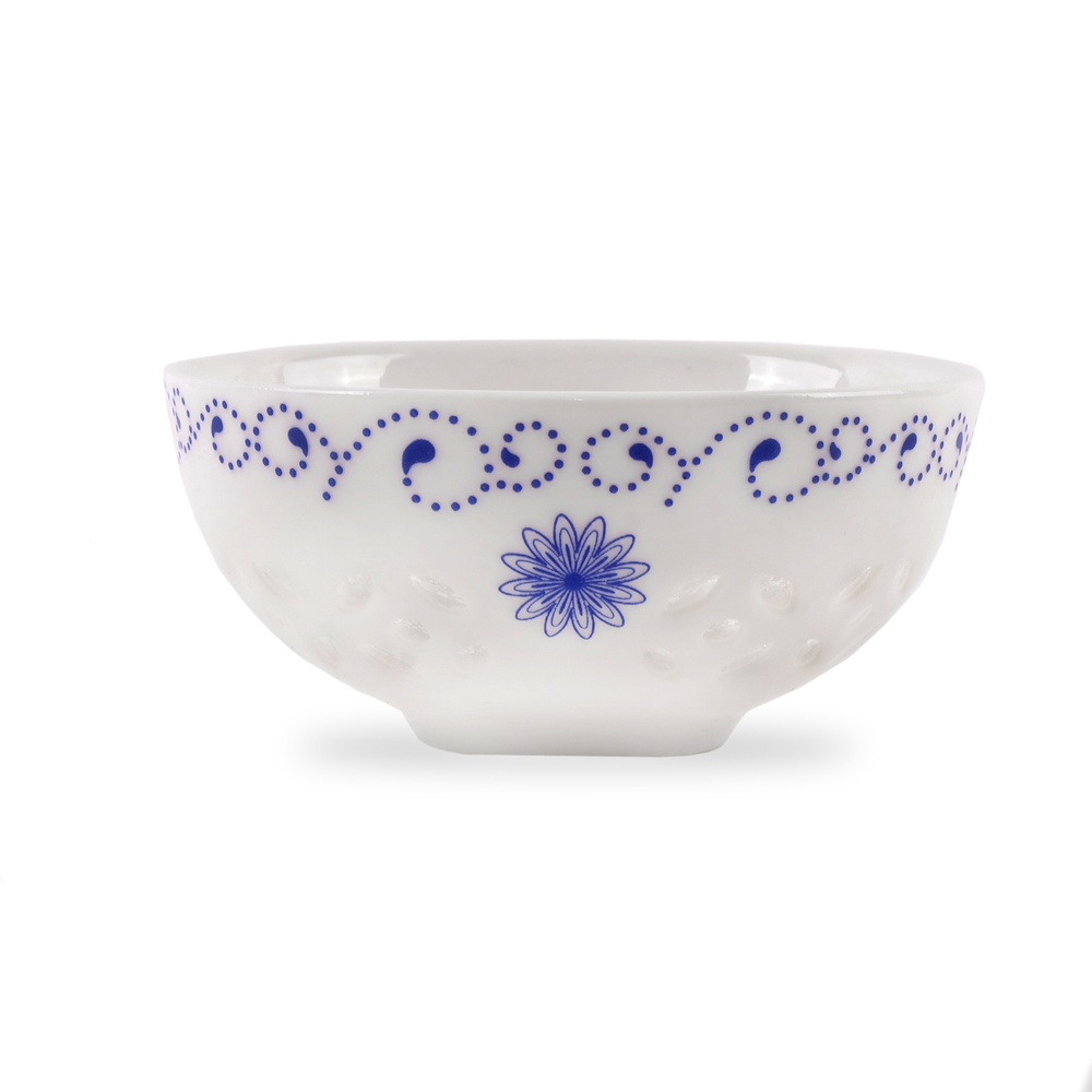 242092.2 Пиала РИСОВЫЙ ФАРФОР "Кашмир",  50мл. d=6.5, l=3, форма-закрытая, белый, синий узор, фарфор