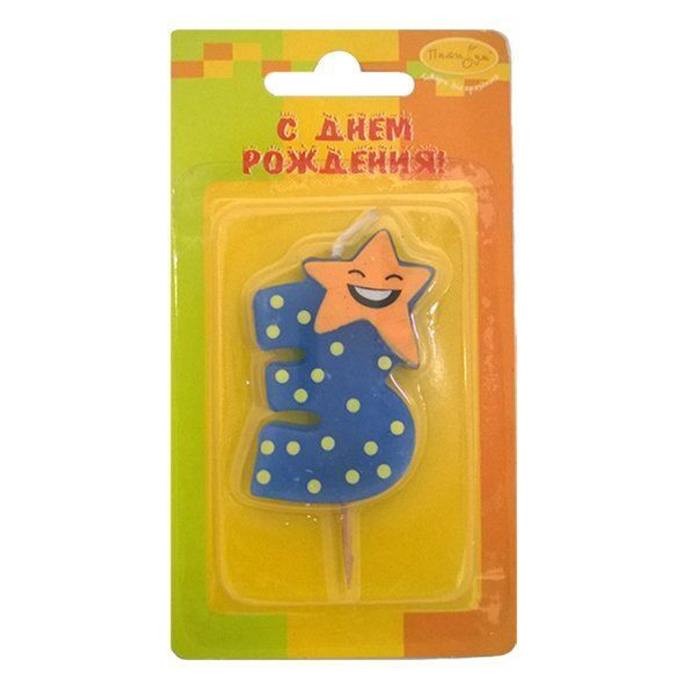 Свеча Цифра-мини 3 Звезда 6,5 см.