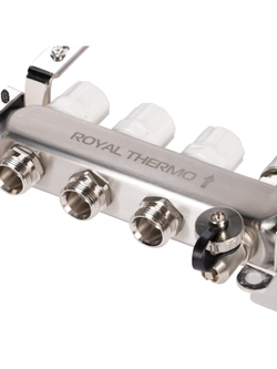 Коллектор Royal Thermo нерж. в сборе универсальный 1" ВР-3/4" НР с автомат. воздухоотвод-ми 3 вых.