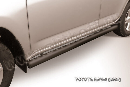 Пороги стальные Toyota Rav-4 (2009-2010) d76 труба (серебристые)