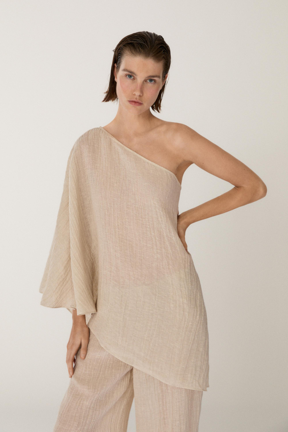 Massimo Dutti Асимметричный топ, экрю
