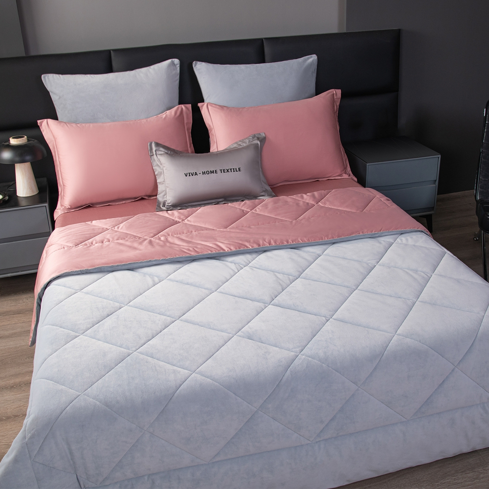 КПБ на резинке Сатин Velvet Premium с Одеялом VPR002, Евро, 4 наволочки, простынь 180*200*25