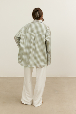 Рубашка 07, бежево-зеленая