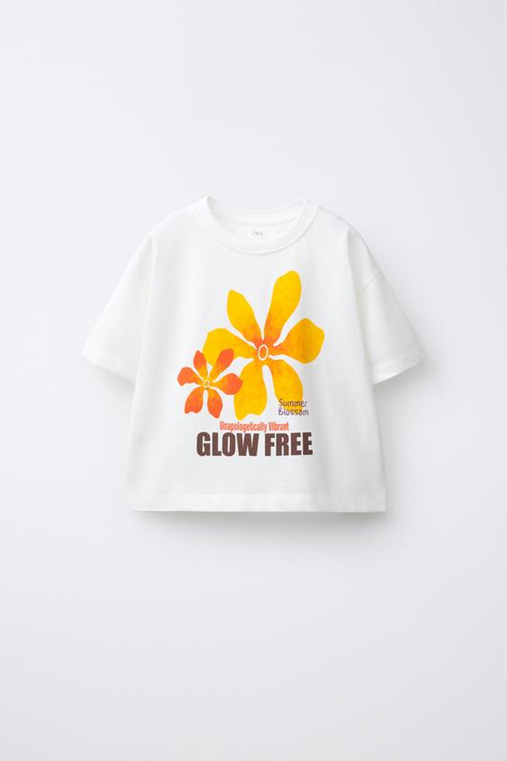 ZARA ФУТБОЛКА С ЦВЕТОЧНЫМ ПРИНТОМ, БЕЛЫЙ