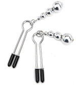 Серебристые зажимы на соски с бусинами