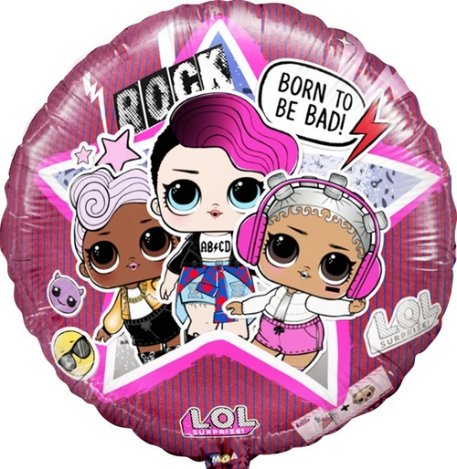Шар фольгированный Круг "Кукла ЛОЛ Рок-звезды" 18'' с гелием