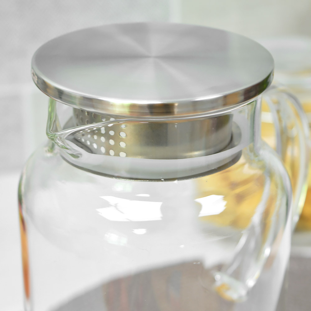 Кувшин 1,8л стеклянный с крышкой нерж, BZ-CH148