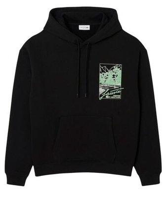 Мужская теннисная кофта Lacoste Printed Fleece - black