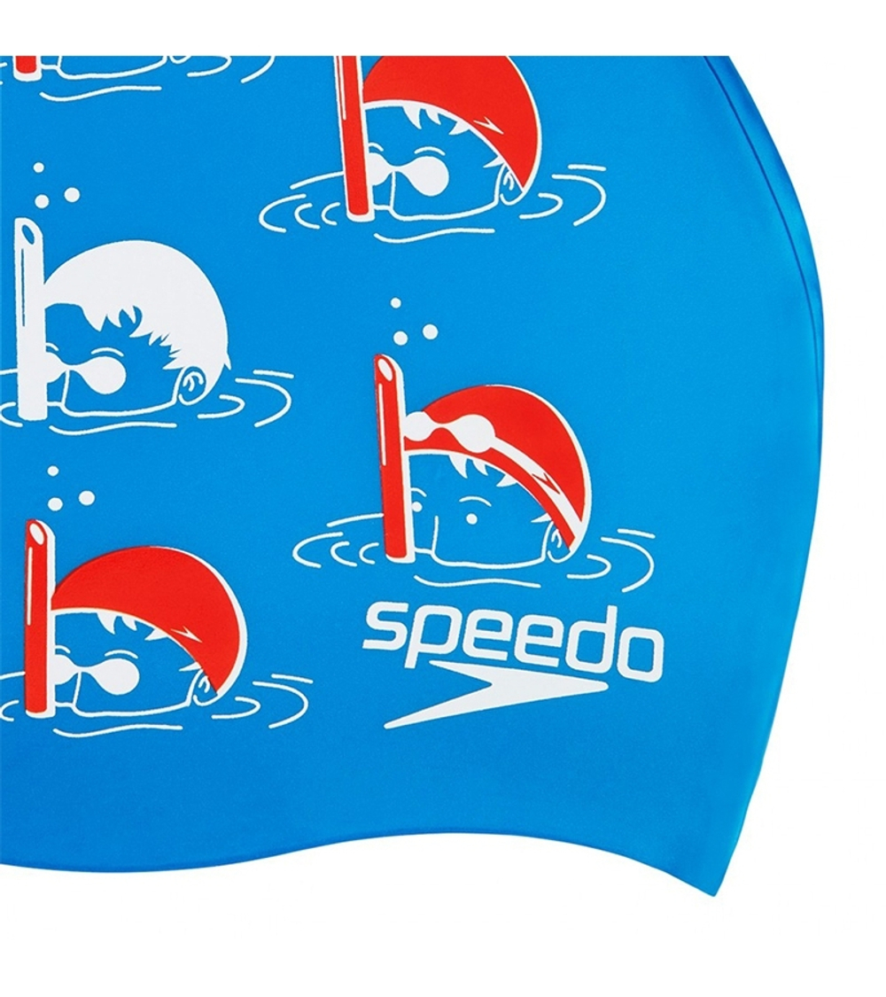 Шапочка для плавания силиконовая детская Speedo Junior Slogan Cap Blue