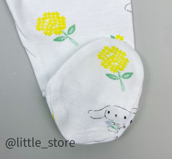 Ползунки хлопковые "Белые зайчики" на белом