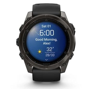 Умные часы Garmin Fenix 8, 51 мм, AMOLED, Sapphire Carbon Gray DLC Titanium with Black/Pebble Gray Silicone band