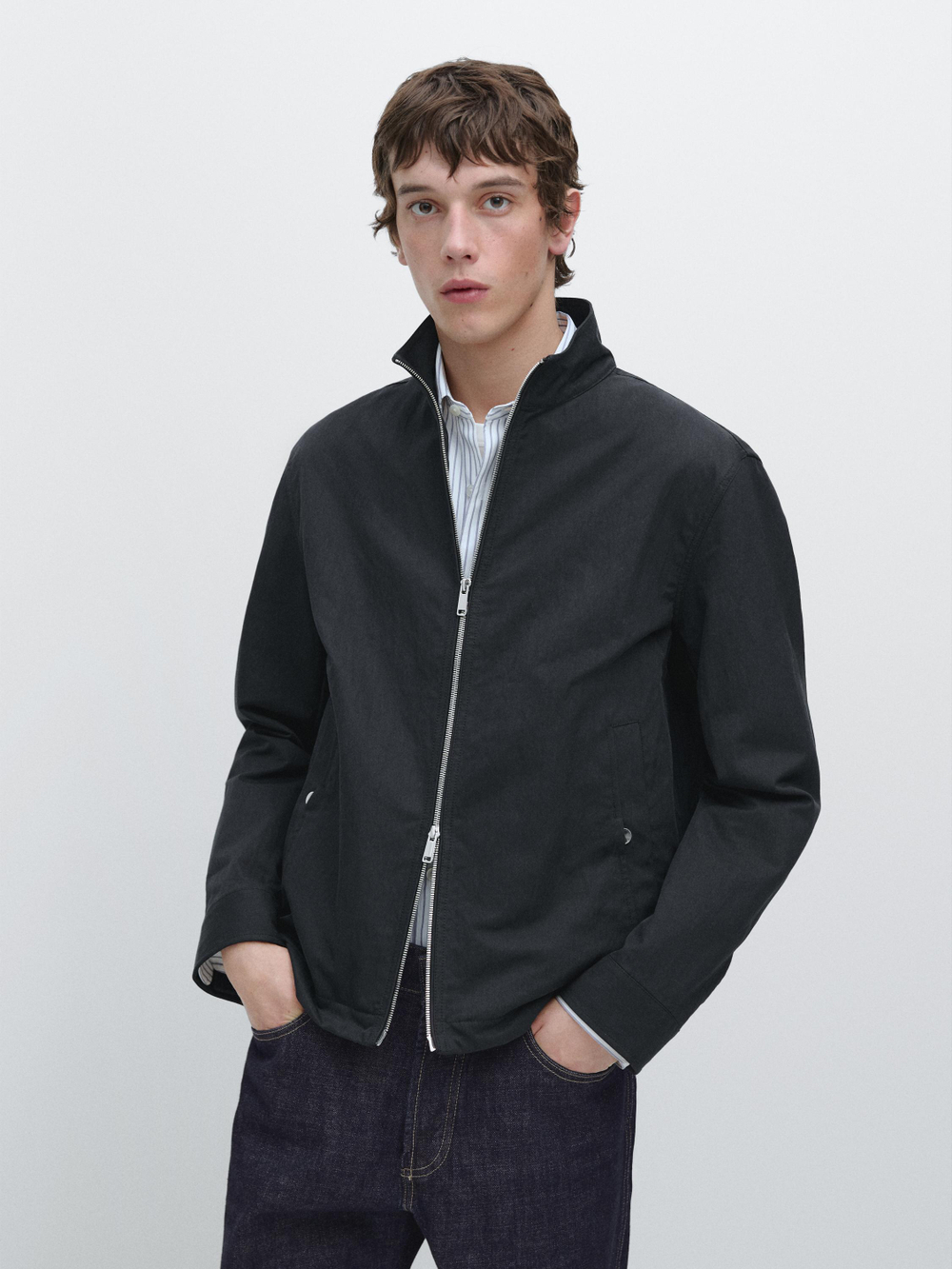 Massimo Dutti Короткая куртка с карманами, темно-синий