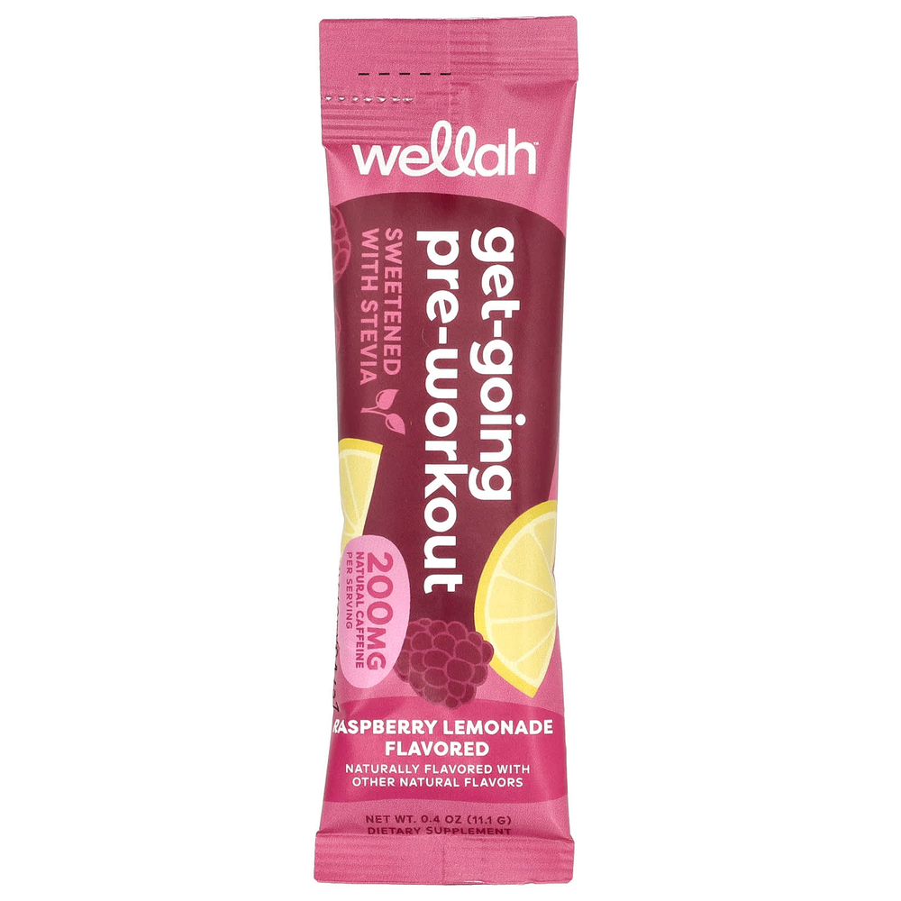 Wellah, Get-Going Pre-Workout, малиновый лимонад, 20 пакетиков по 11,1 г (0,4 унции)