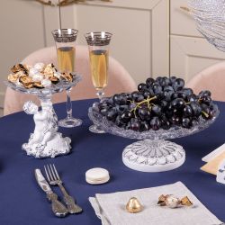 Фруктовница Эдем Белая с чашей из стекла