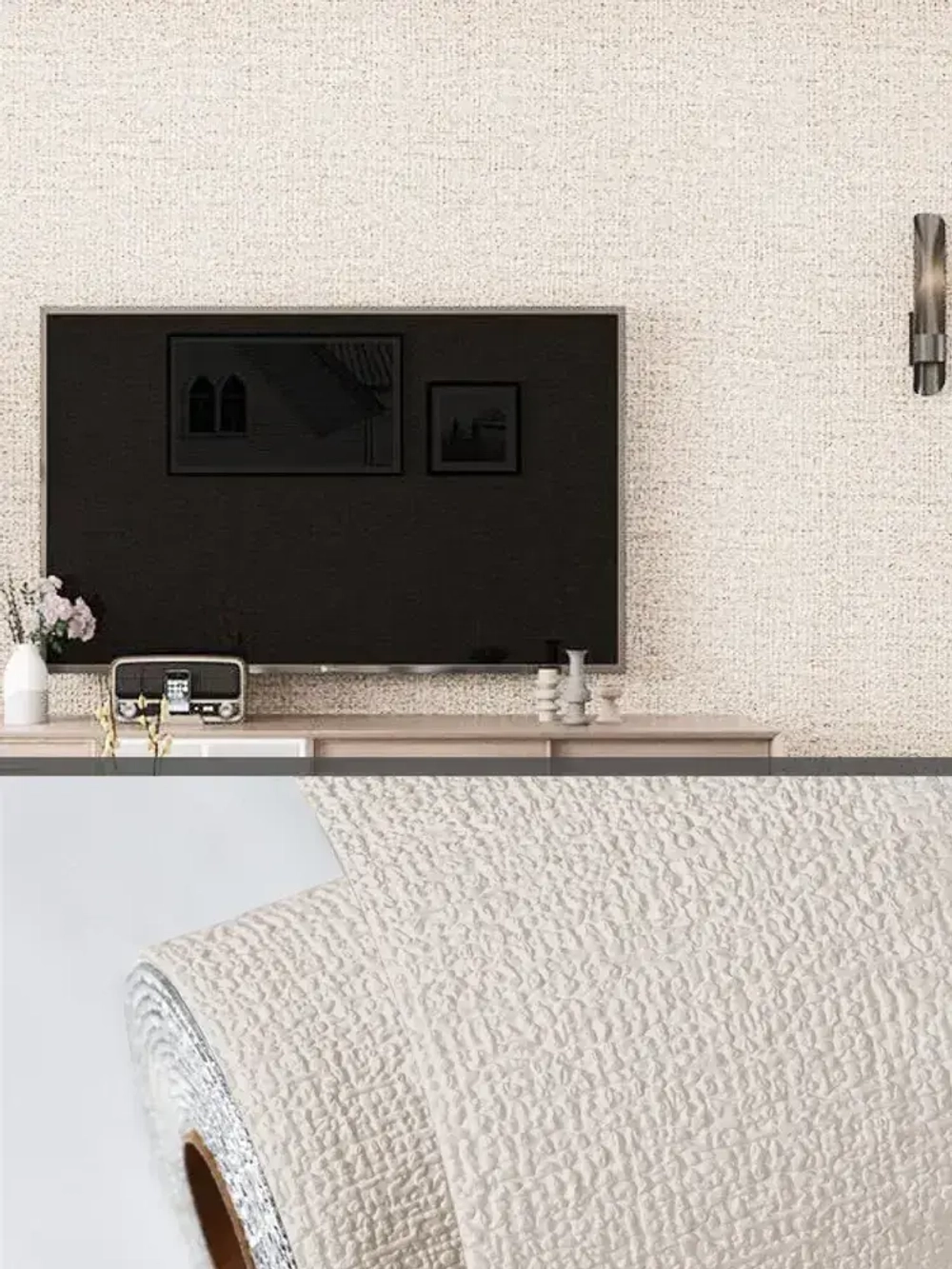 Обои самоклеящиеся рулонные "Рогожка" ПВХ мягкие влагостойкие 3D декоративные 50х280 см