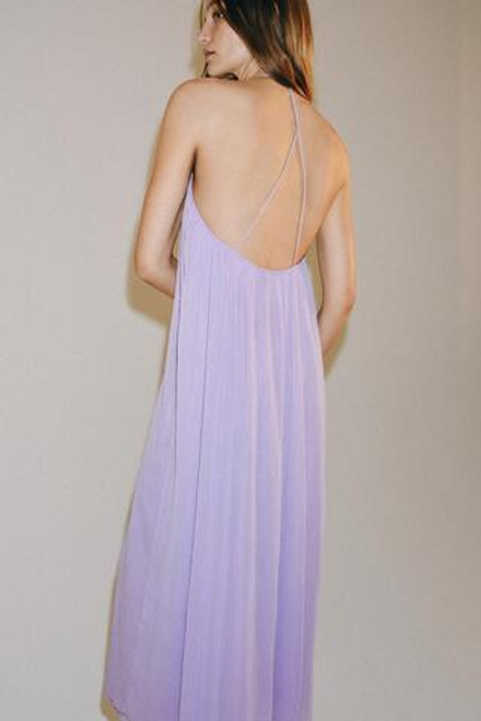 ZARA ДЛИННОЕ ПЛАТЬЕ НА БРЕТЕЛЯХ — ZW COLLECTION, ЦВЕТ МАЛЬВЫ