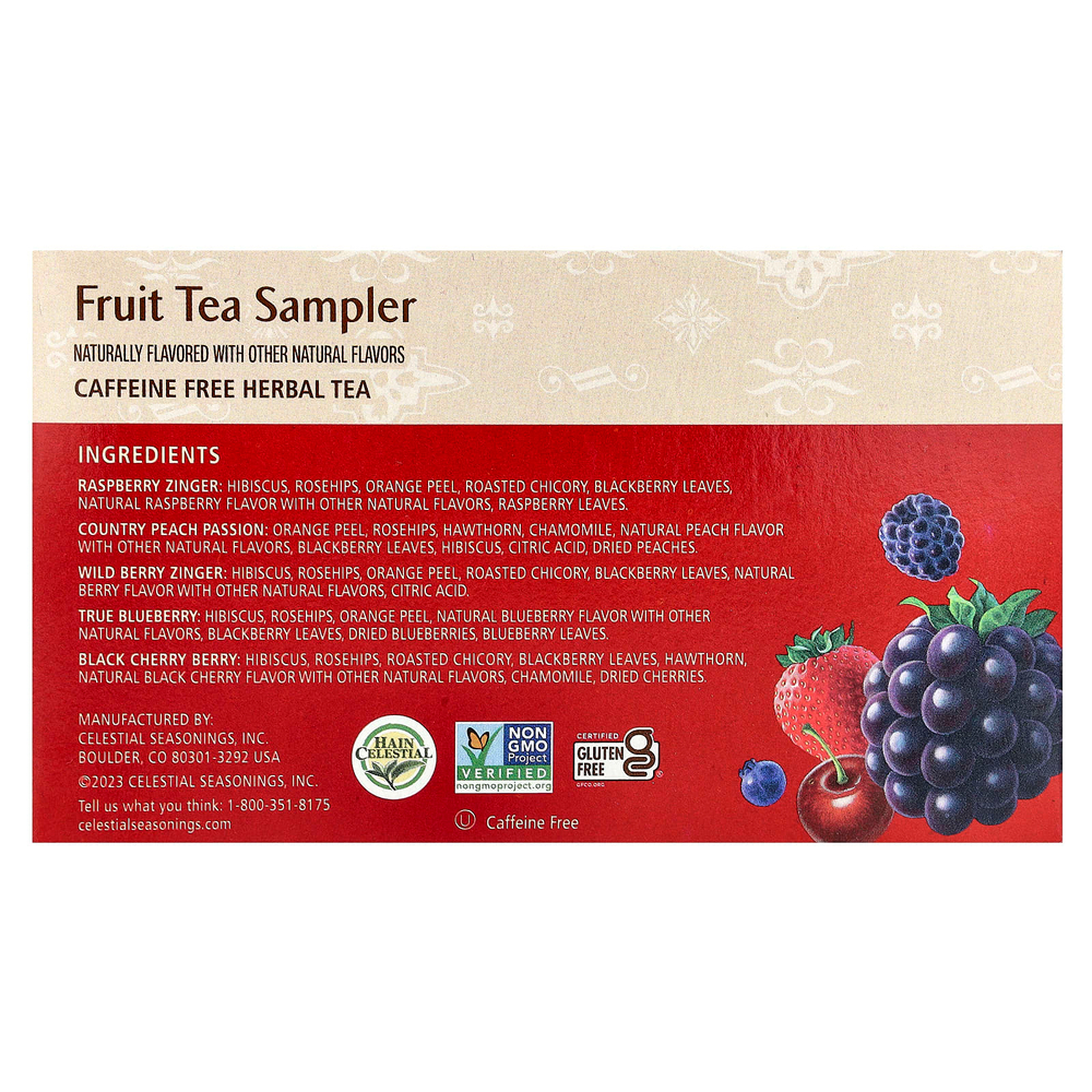 Celestial Seasonings, набор фруктовых чаев, без кофеина, 5 вкусов, 18 чайных пакетиков по 40 г (1,4 унции)