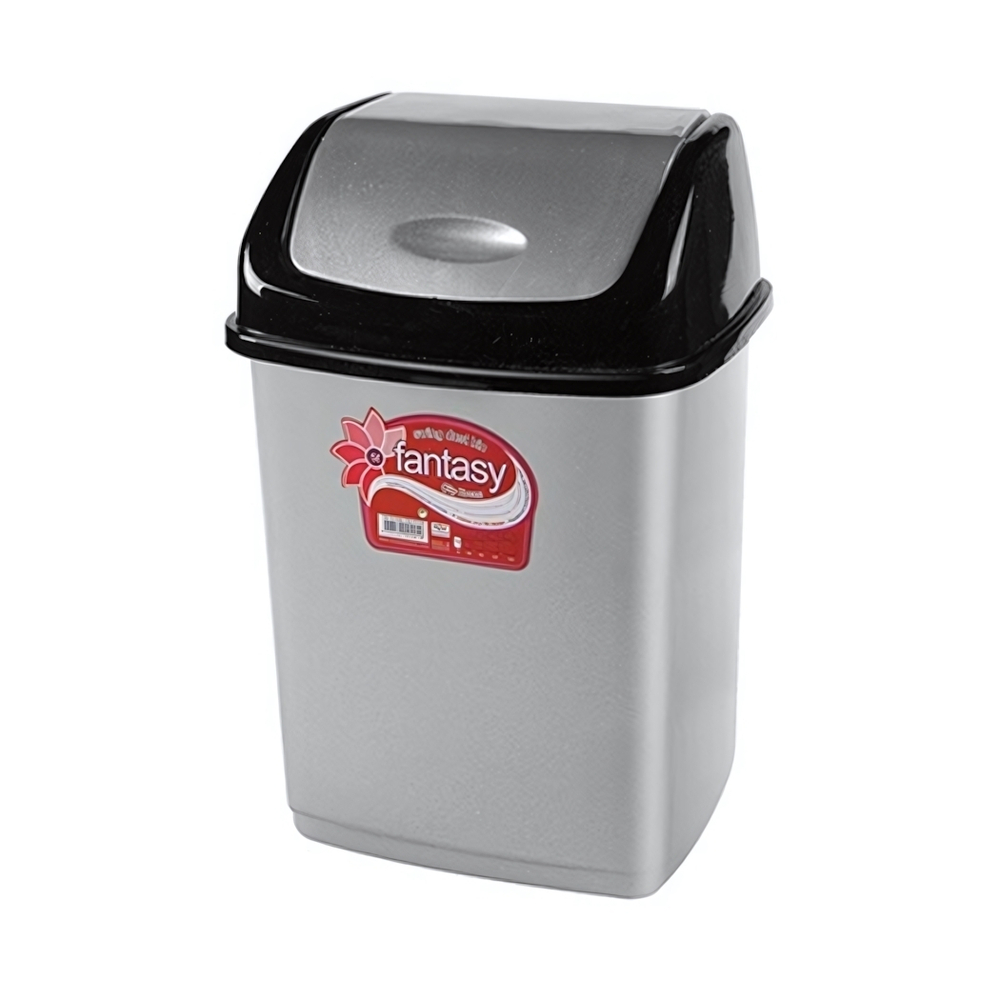 Контейнер для мусора с плавающей кр. "Фантазия" 5л черн-серебр