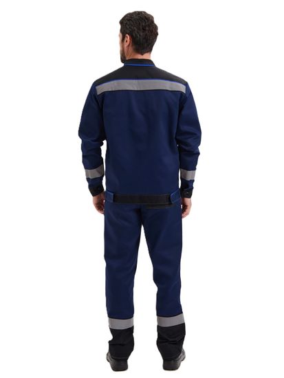 Костюм "Система" (куртка+брюки) цв. т.синий/черн/василек