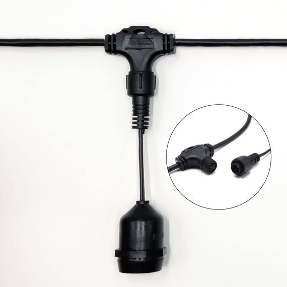 Белт-Лайт UNIBELT 5 м., провод черный Каучук, шаг 50 см., 10 подвесных патронов, IP65, LTC (UBL5m/10L-1)