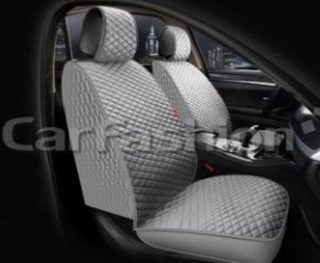 Накидки сидений Перед CarFashion (2шт) -Фронт «ROMB FRONT» 26176 -Велюр+Экокожа серый/серый/серый