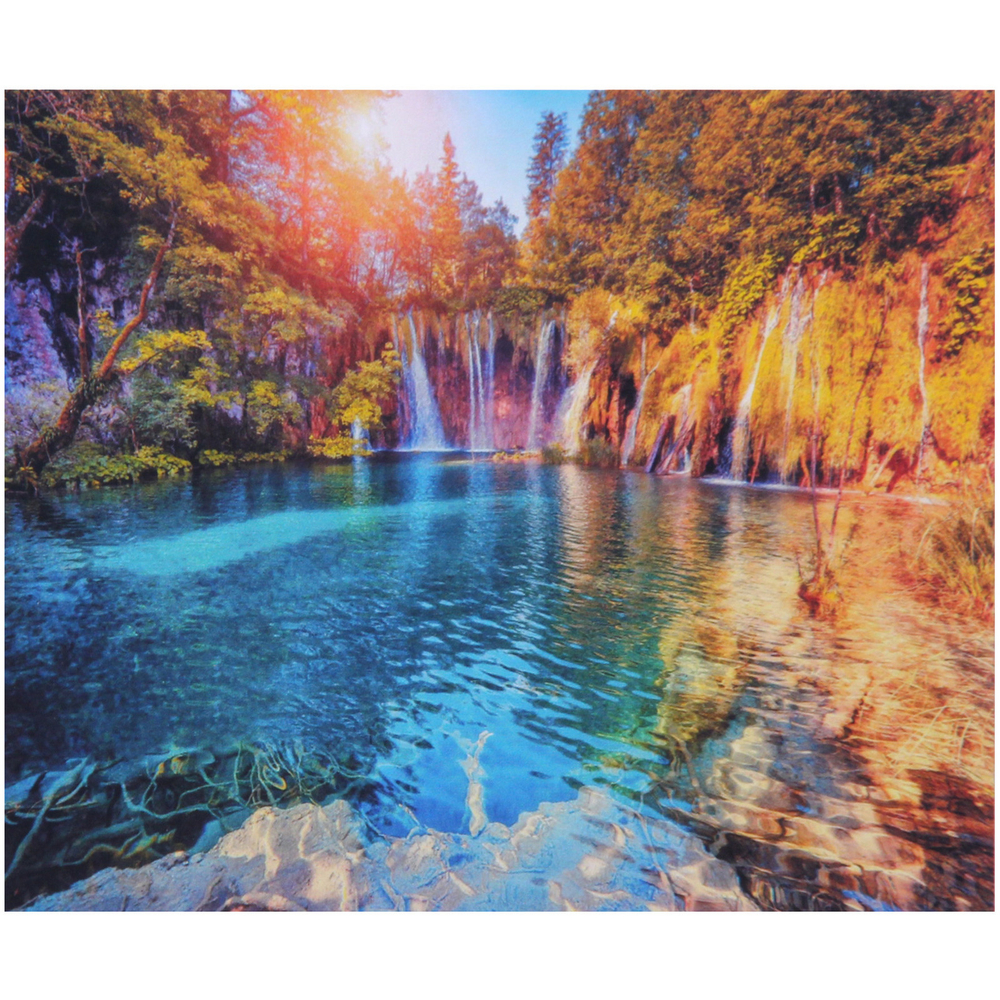 Алмазная мозаика на подрамнике с полным заполнением «МИР ЯРКИХ КРАСОК», водопад, 40*50см