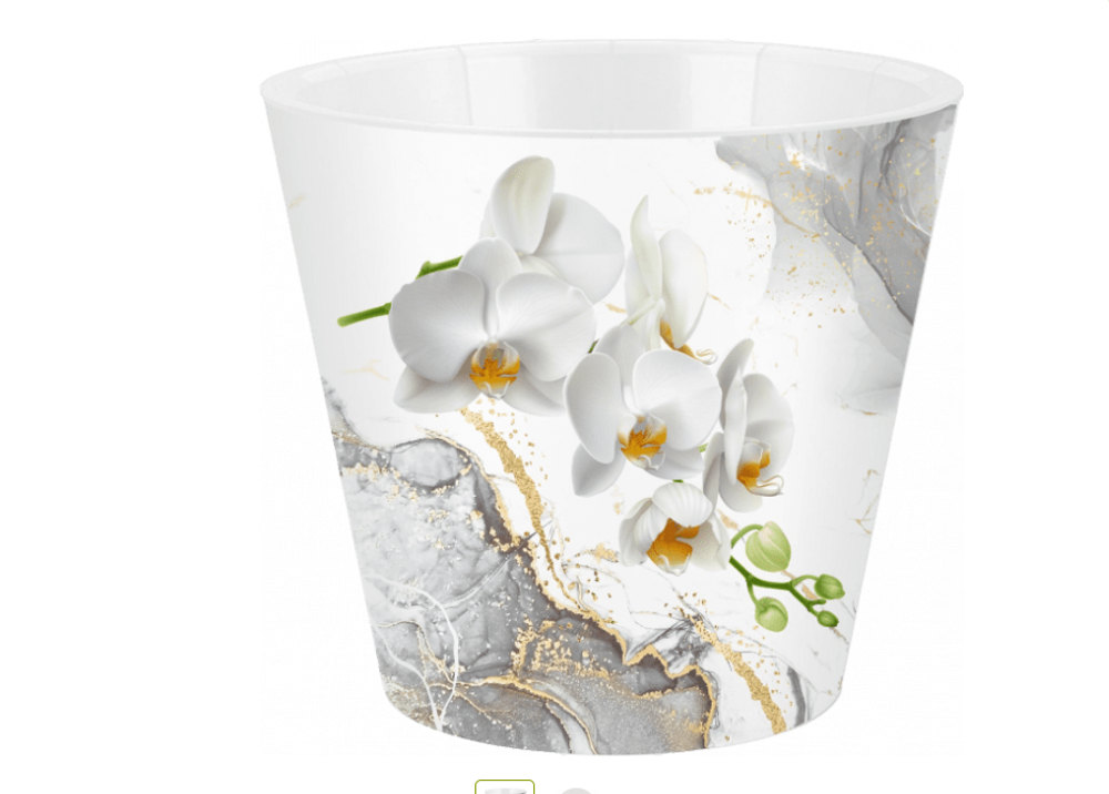 Горшок для цветов InGreen London Orchid Deco D160 мм, 1,6 л с дренажной вставкой, белая орхидея