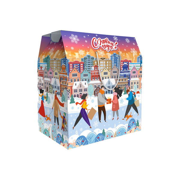 Коробка мгк "Мегаполис" с шнуровыми ручками, 28х30х18,5 см