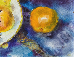 Корягин С.Н. Натюрморт с яблоками. Бумага, акварель. 2005 г. 55х40 см.