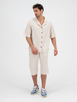 Костюм льняной с шортами. Песочный