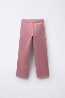 ZARA БАРХАТНЫЕ БРЮКИ С ВЫШИТЫМИ ЦВЕТАМИ, РОЗОВЫЙ