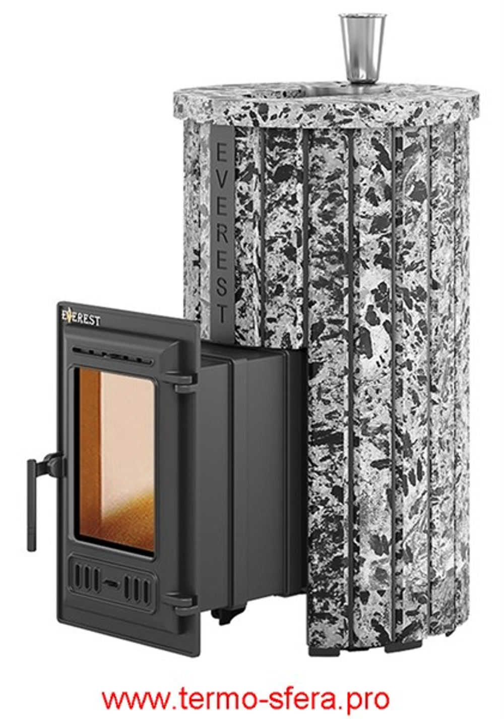 Печь для бани Эверест "Steam Master 18 ЧУГУН" Ламель Пироксенит Элит, S-20
