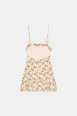 ZARA ПЛАТЬЕ С ЦВЕТОЧНЫМ ПРИНТОМ, РОЗОВЫЙ/ЛИЛОВЫЙ