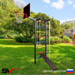Уличная шведская стенка Sv Sport У428К (Турник/Скамья/Канат/кольца/лестница/Щит баскет)