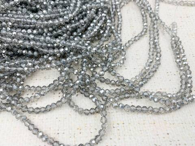 Бусины граненые Рондель, d 4 мм, 1 уп=10 нитей, 1 нить 45 см, серый