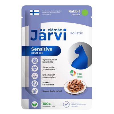 Пауч Jarvi для кошек с чувствительным пищеварением, кролик, кусочки в желе
