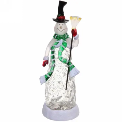 Сувенир с подсветкой «Снеговик с посохом» 10*9,6*28 см