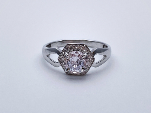 Кольцо из серебра/Родий/С камнями