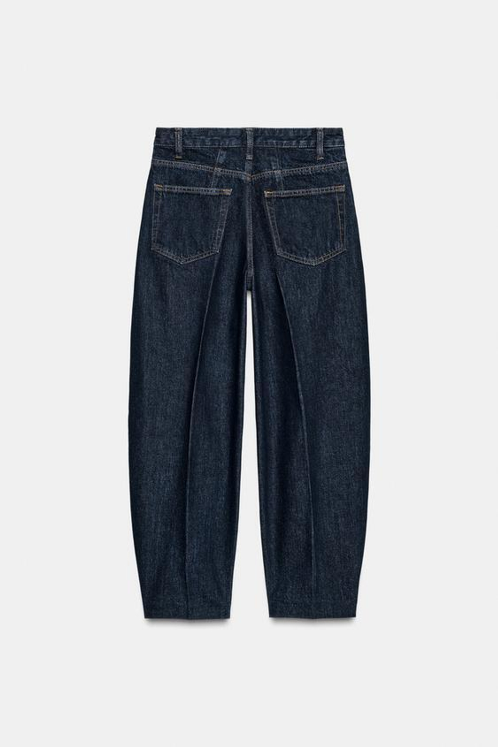 ZARA ДЖИНСЫ BARREL С ВЫСОКОЙ ПОСАДКОЙ — ZW COLLECTION, СИНИЙ