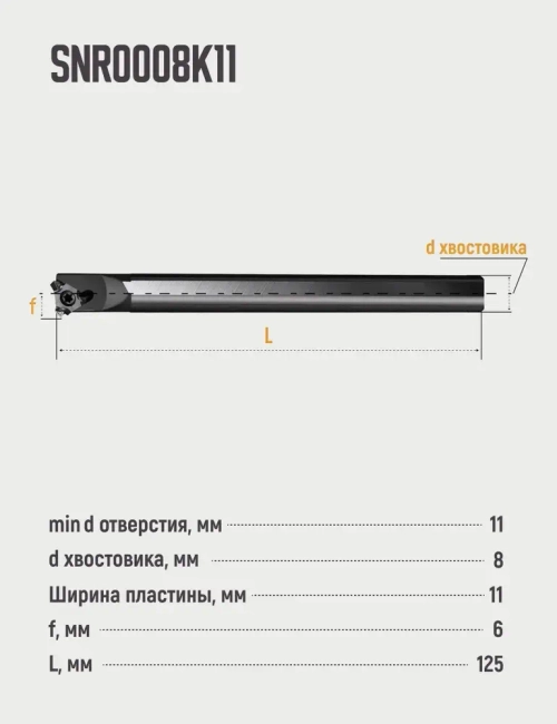 SNR0008K11 Резец резьбовой внутренний по металлу