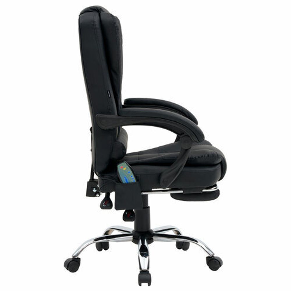 Кресло офисное CROMEX (КРОМЕКС) "Lounge MS-007", подножка, 6 массажных модулей, экокожа, черное, 532960