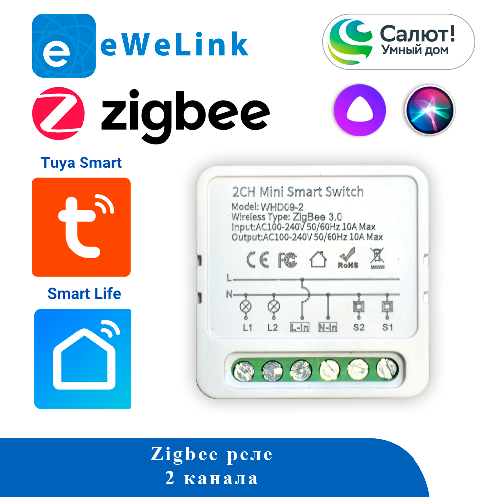 ZigBee реле 2CHMINI 10A TUYA eWeLink