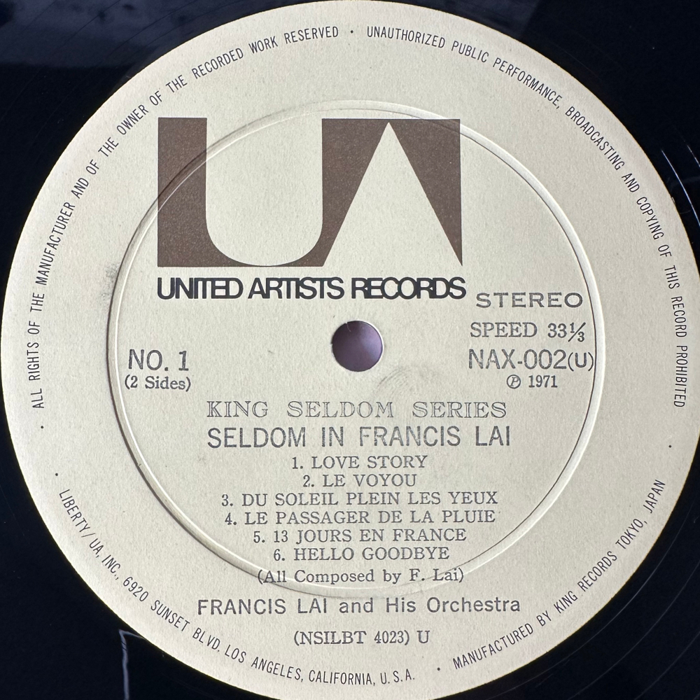 Francis Lai And His Orchestra ‎– Seldom In Francis Lai No. 2 (Япония 1971г.)