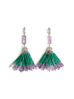 Серьги "Queen" из зеленого агата и аметиста Silver